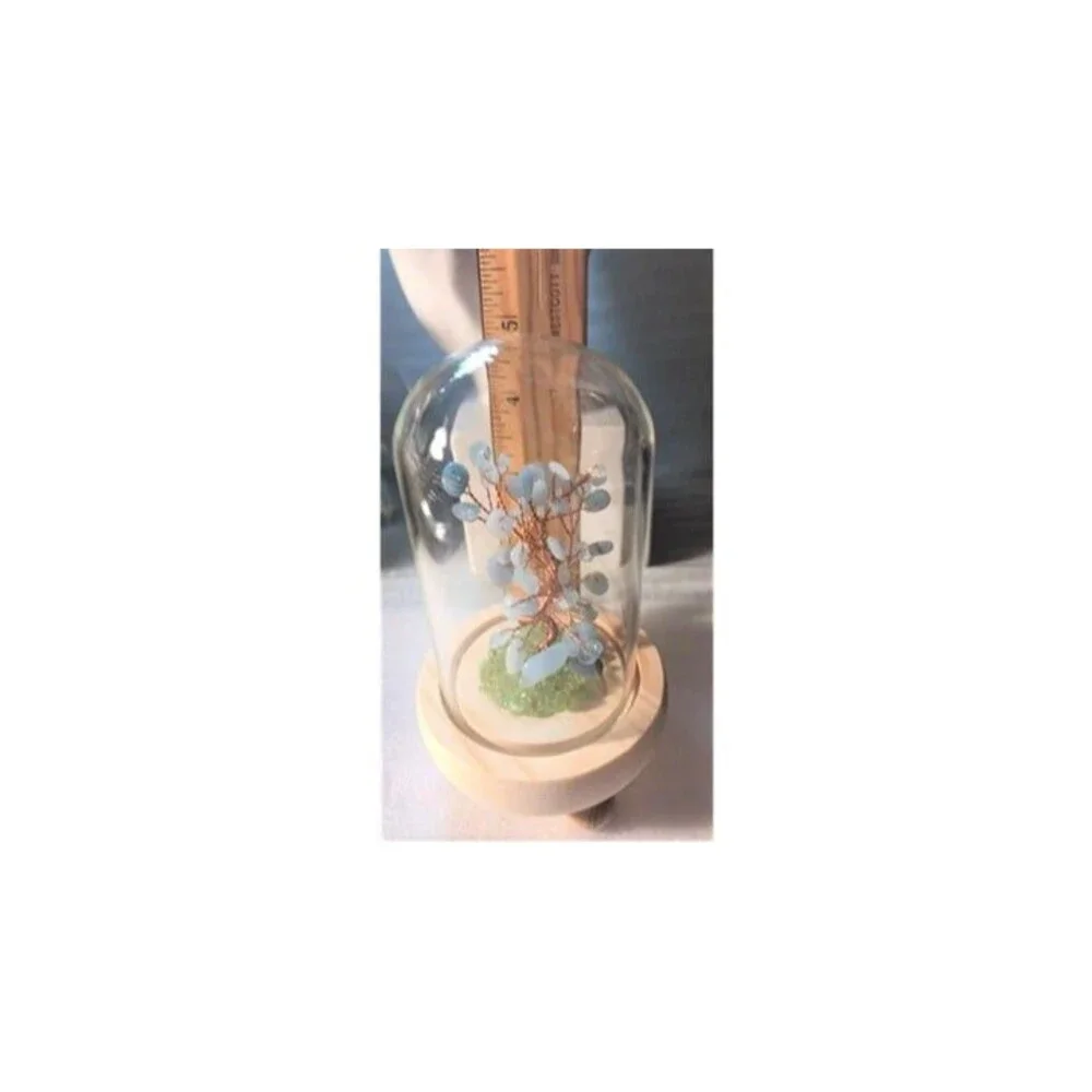 Gemstone Tree in Dome - Your Choice Aquamarine or Rose Quartz